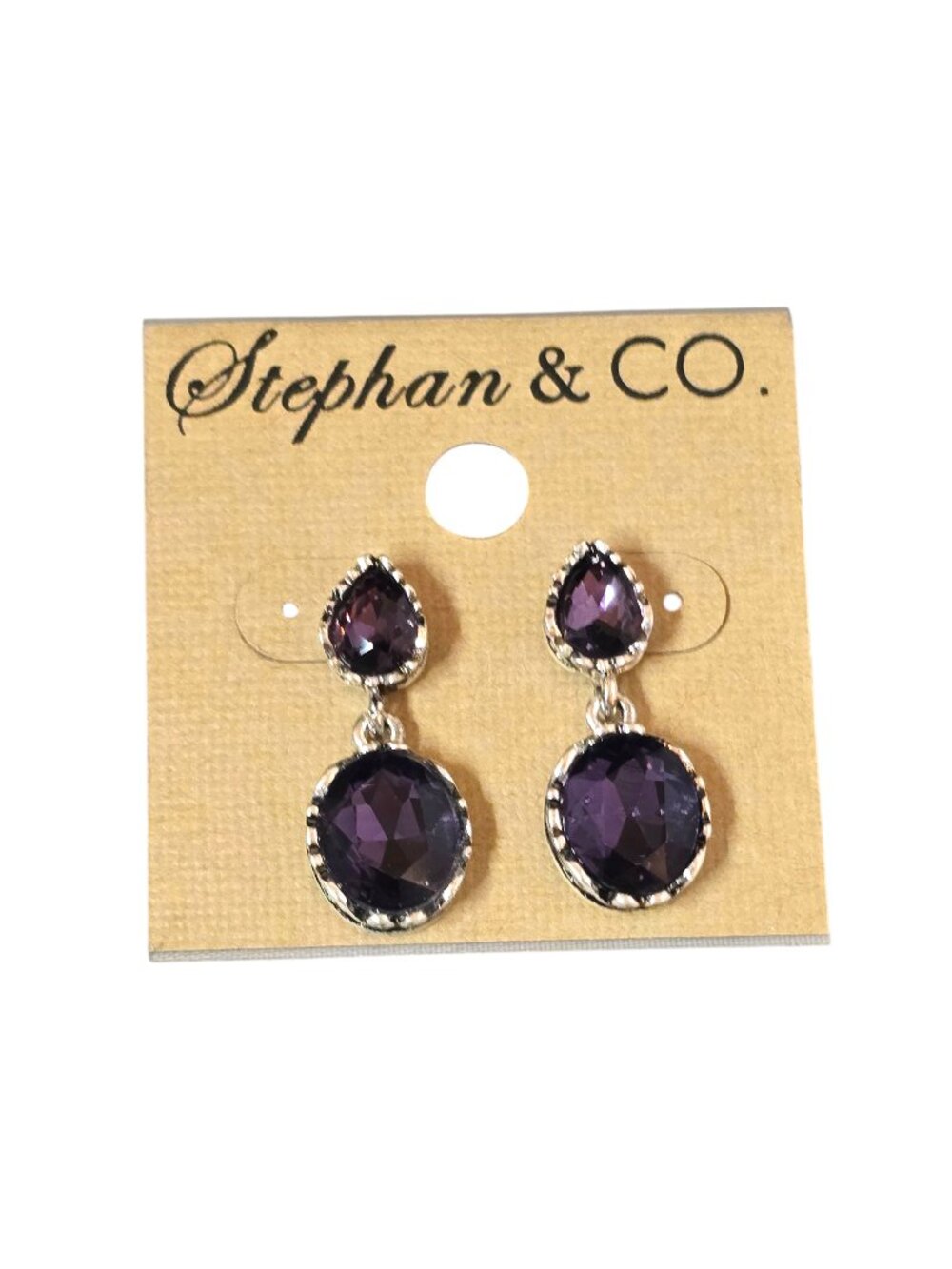 Stephan & Co Women's Silver Plated Purple Resin Pierced Earrings NWT